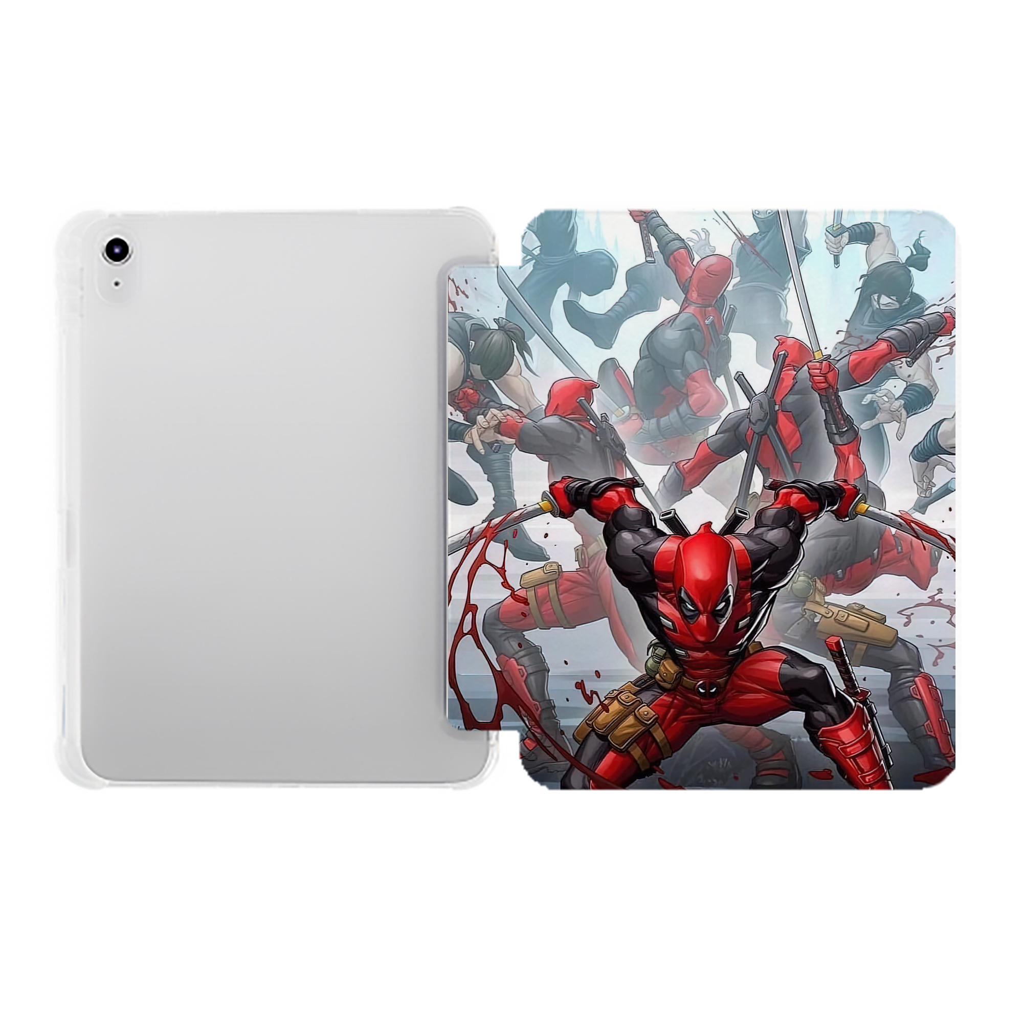 （画像用） Deadpool デッドプール IPad ケース ペン収納付き 三つ折りスタンド PUレザー×シリコン 対応機種9.5/10.5/10.9インチ